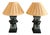 20th Century Primitive Style Ceramic Vase Table Lamps - a Pair For Sale