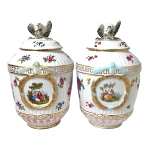 Late 19th Century KPM Porcelain Covered Jars - A Pair