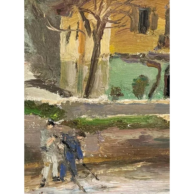 Pietro Virgilio Lietti, Figures Along The Canal, Oil on Panel, Framed For Sale - Image 7 of 9