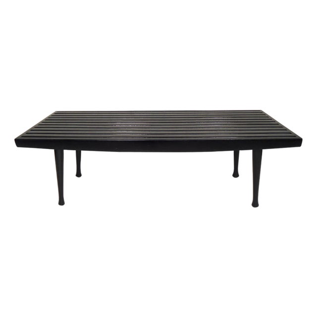 Vintage Modern Black Lacquered Bench For Sale