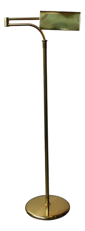 Articulated Reading Floor Light in Gilded Brass, France, 1970s