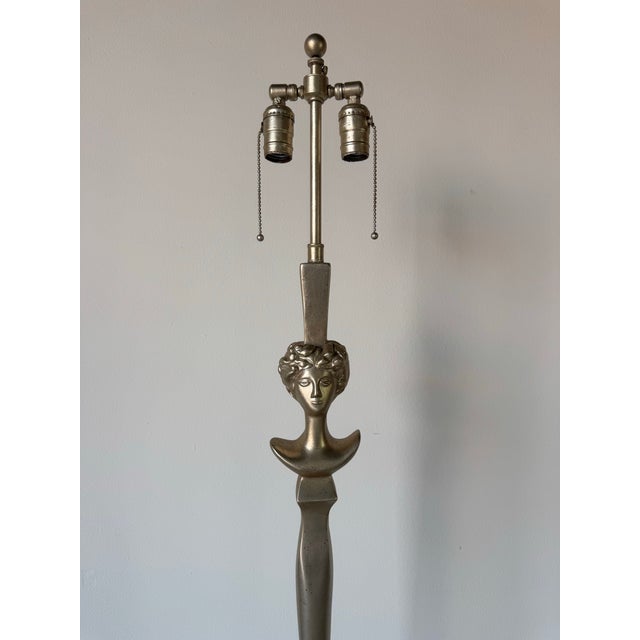 Silver Diego Giacometti Style “Tête De Femme” Silver Leaf Floor Lamp For Sale - Image 8 of 10