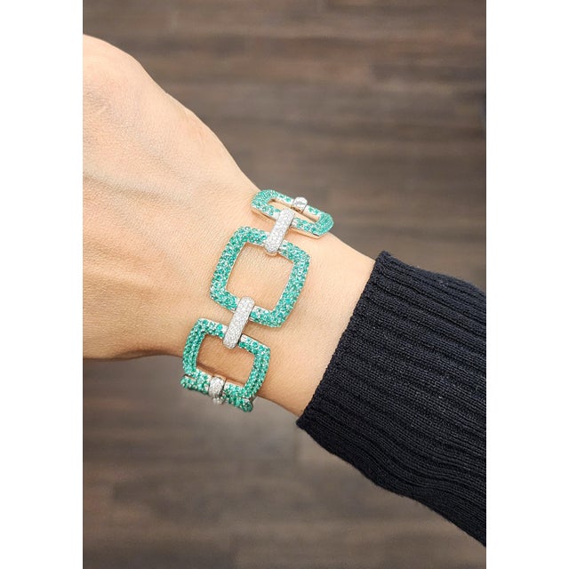 This striking bracelet embodies contemporary sophistication, meticulously designed to highlight its captivating charm....