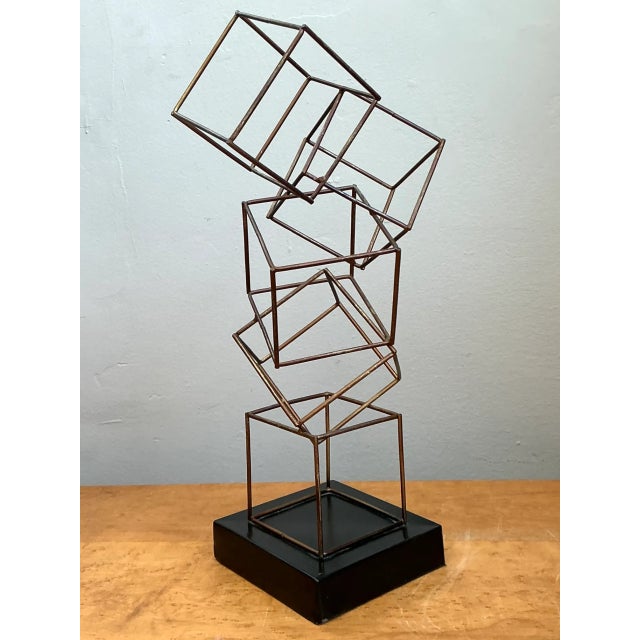 Black Vintage Geometric Metal Cube Sculpture For Sale - Image 8 of 12