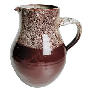 Studio Pottery Jug in Reddish-Brown with White Foam Glaze from Töpferhof Römhild, Germany, 1960s For Sale