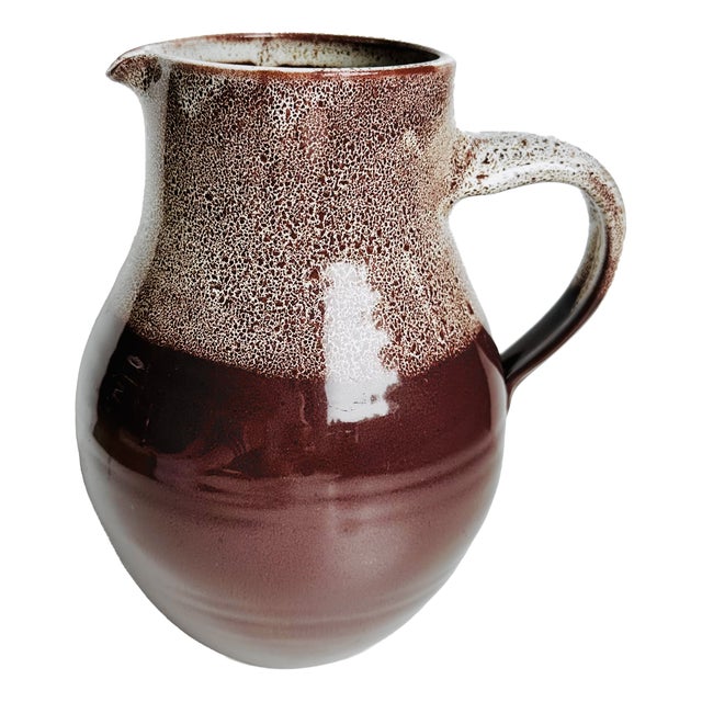 Studio Pottery Jug in Reddish-Brown with White Foam Glaze from Töpferhof Römhild, Germany, 1960s For Sale
