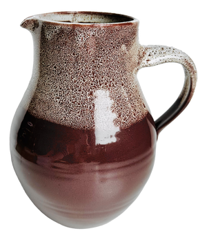 Studio Pottery Jug in Reddish-Brown with White Foam Glaze from Töpferhof Römhild, Germany, 1960s