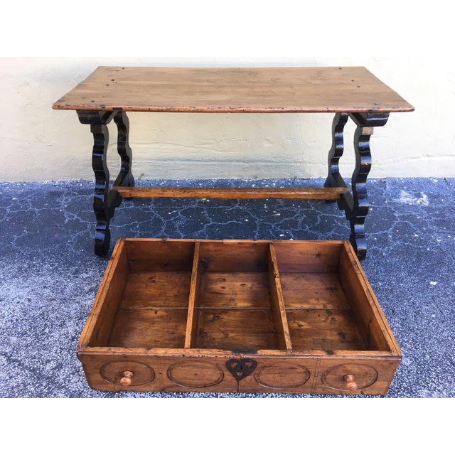 17th Century 17th Spanish Refectory Table, Writing Desk, One Large Drawer For Sale - Image 5 of 13