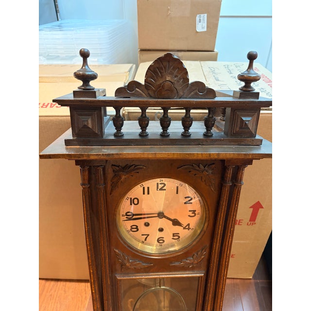 Antique German Regulator Wall Clock W. 24-Hour Dial For Sale - Image 4 of 12