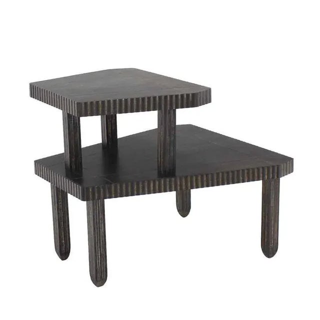 Mid-Century Modern Cerused Finish Step End Tables - Set of 2 For Sale - Image 9 of 10