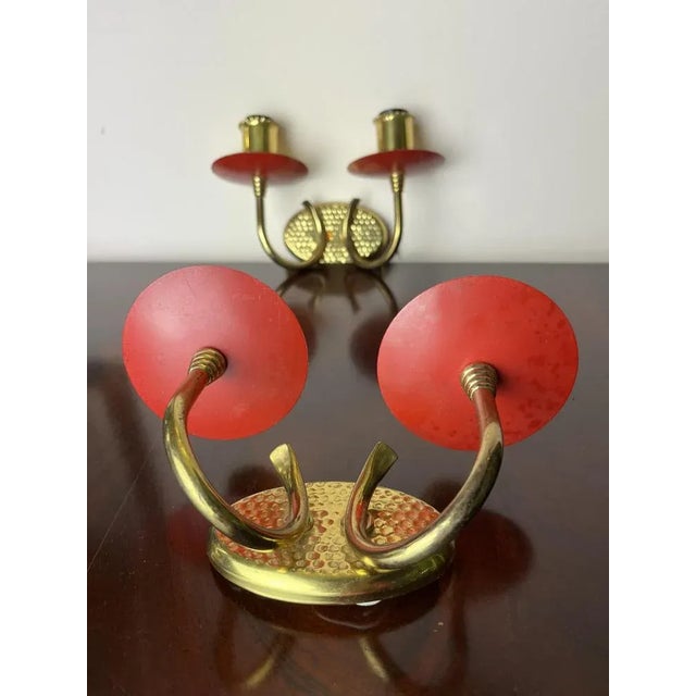 Brass and Colored Aluminum Wall Lamps, Italy, 1950s, Set of 2 For Sale - Image 11 of 12