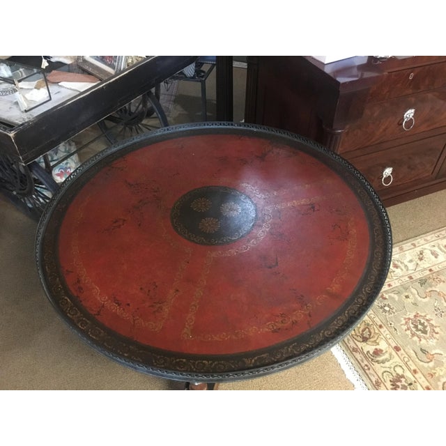 1980s English Traditional Tooled Leather Center Table For Sale In West Palm - Image 6 of 12