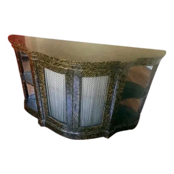 1970s Mastercraft Demilune Faux Tortoise Cabinet Attributed to Henredon For Sale