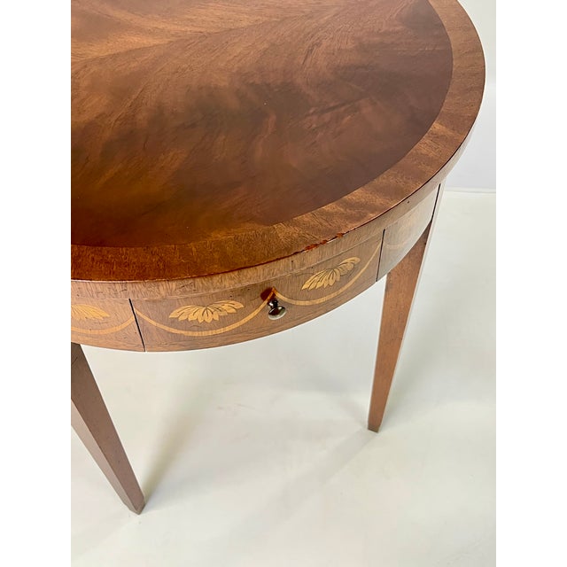 Late 20th Century Baker Furniture Federal Style Mahogany Drum Table With Candle Slides For Sale - Image 9 of 15