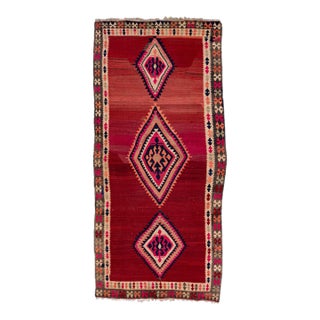 Mid-20th Century Turkish Kilim Red Handmade Tribal Wool Rug For Sale