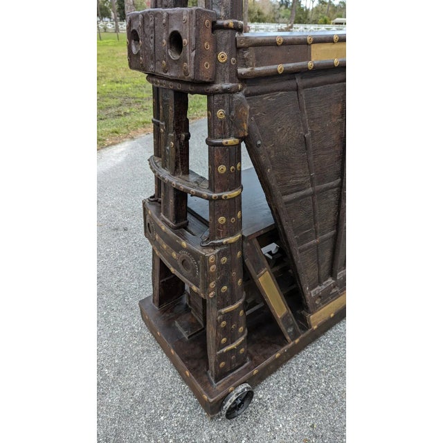 1990s Vintage Ox Cart Yokes Repurposed Rustic Bar Server Wine Liquor Wood Cabinet For Sale - Image 4 of 12