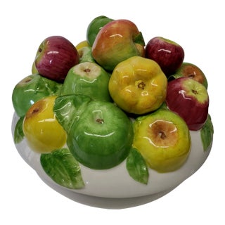 Vintage Vietri Fruit Covered Bowl or Centerpiece For Sale