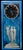 Silver clock painted blue glaze with three Graces in the centre and the clock on the top. The clock is in silver painted...