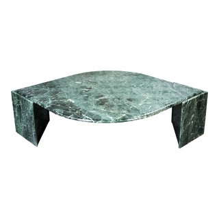 1970s Italian Variegated Green Marble Teardrop Coffee Table For Sale