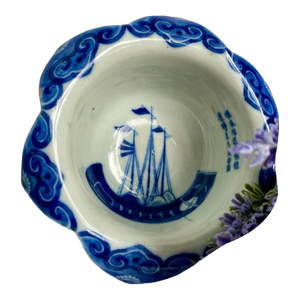 Late Qing / Republic Period Blue & White “Treasure Ship” Lobed Bowl