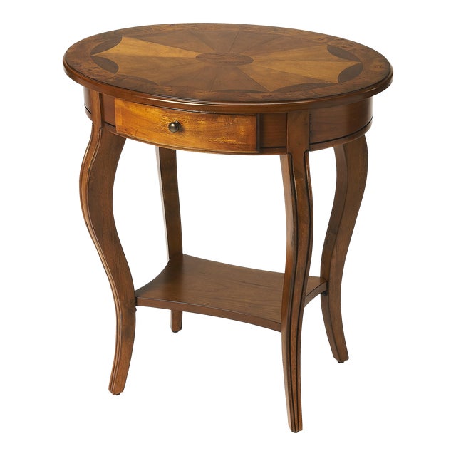 Jeanette Oval Side Table, Medium Brown For Sale