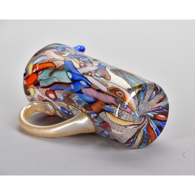 Red New Murano Glass Pitcher With Red Interior and Multicolored Exterior For Sale - Image 8 of 8