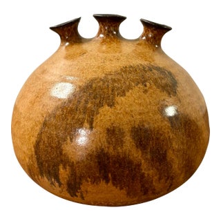 Vintage Mid-Century American Studio Pottery Triple Bud Weed Pot Vase For Sale