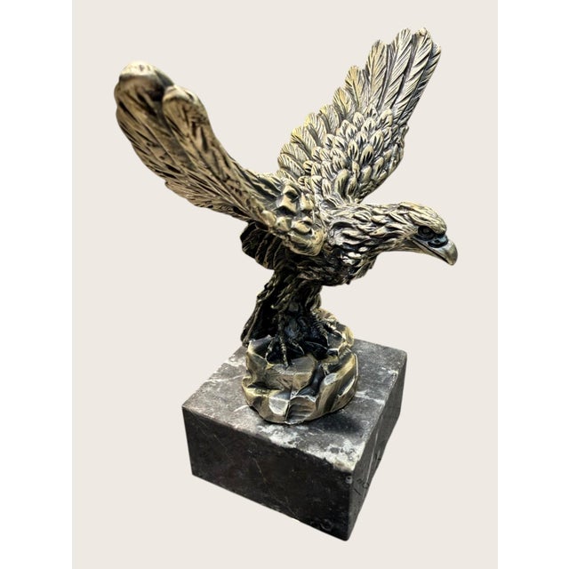 Realism Vintage a Lucchesi Signed Italian Eagle Sculpture Marble Base 6.75" For Sale - Image 3 of 9
