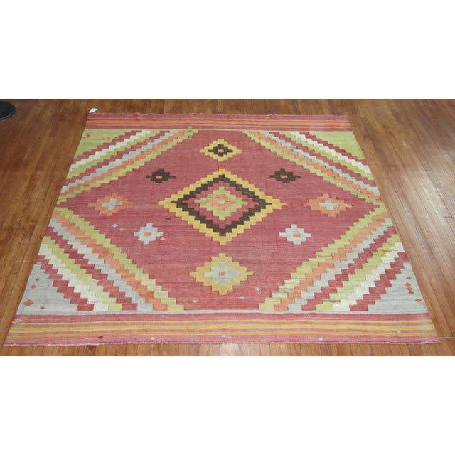 Traditional Square Vintage Turkish Kilim For Sale - Image 3 of 6