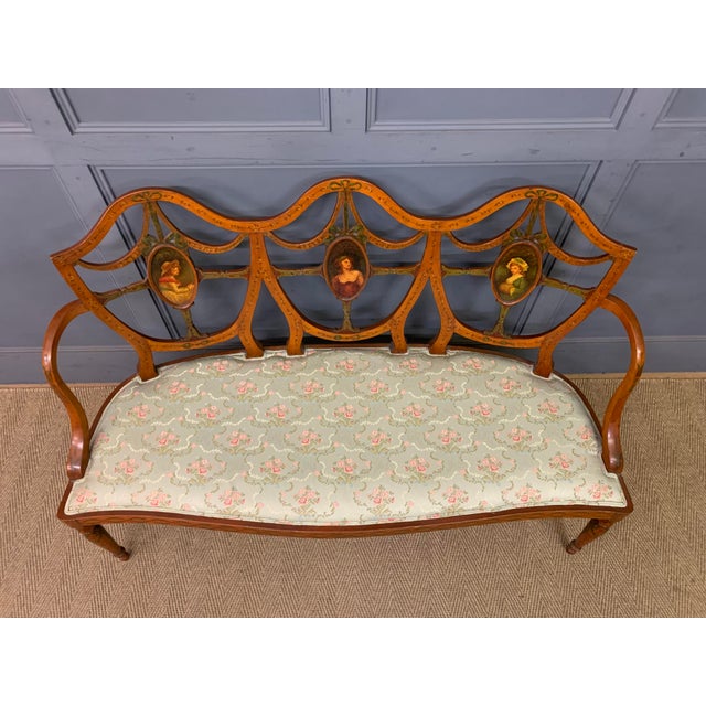 Wood Painted Satinwood Settee, 1900 For Sale - Image 7 of 16