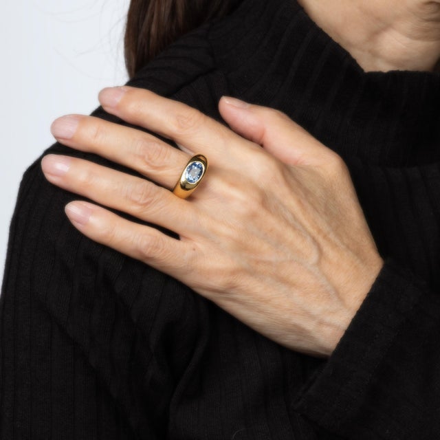 2.90ct Ceylon No Heat Sapphire Ring Cert 18k Gold Sz 6.25 Wide Band Vintage For Sale In Los Angeles - Image 6 of 6