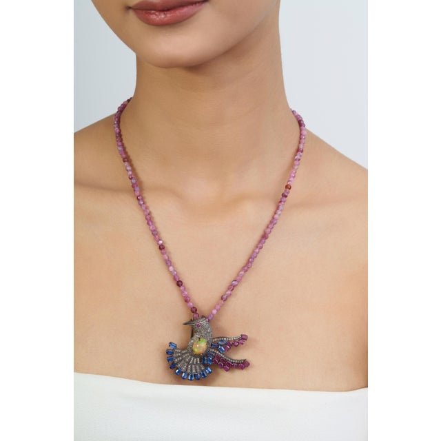 Vintage Style Genuine 53 Ct Pink Tourmaline 4 Mm Bead Matinee Necklace - 19.5" For Sale - Image 6 of 15
