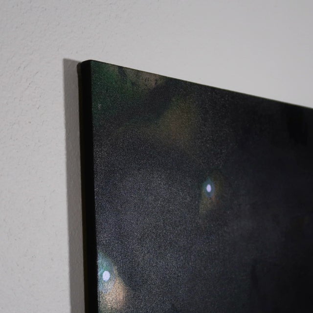 Wood Original Diptych Pair of Abstract Celestial Night Sky Paintings on Canvas by Artist Casey R Klein For Sale - Image 7 of 18