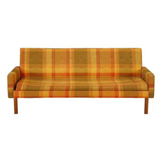 Vintage Mid-Century Plaid Wool Couch/Sofa by Jens Risom, 1960s For Sale