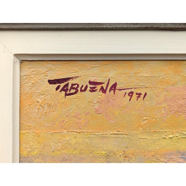 Romeo Tabuena "Market Tents" Modern Abstract Pastel Toned Cubist Style Street Scene, 1971 For Sale - Image 11 of 12