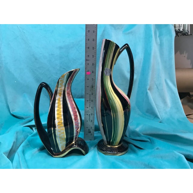 1950s Mid Century Belgium Pottery Porcelain Atomic Vases - Set of 2 For Sale - Image 5 of 9