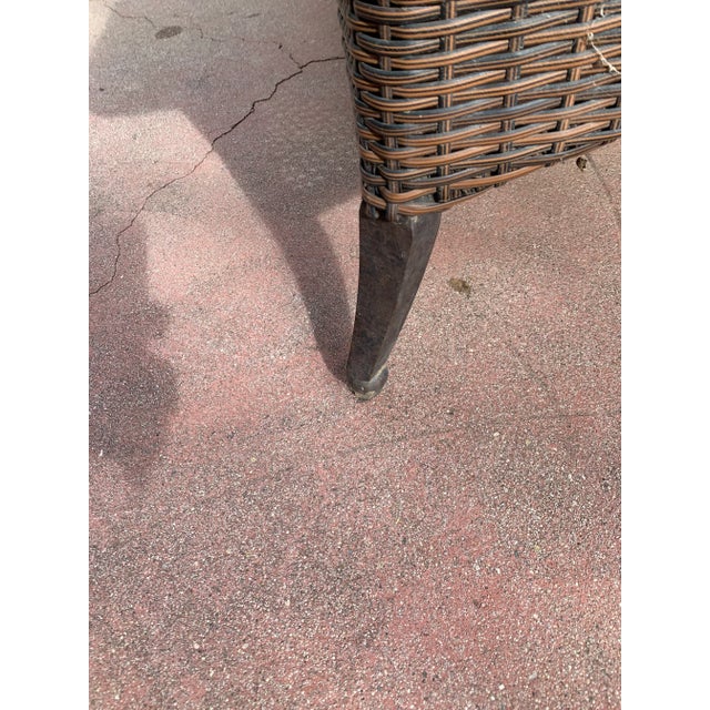 Glass Outdoor Woven Vinyl Coffee Table For Sale - Image 7 of 9