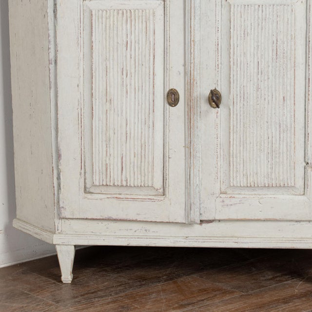 White 19th Century Swedish White Painted Pine Corner Cabinet For Sale - Image 8 of 9