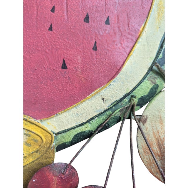 Vintage Painted Tole Metal Fruit Wall Sculpture For Sale - Image 12 of 15
