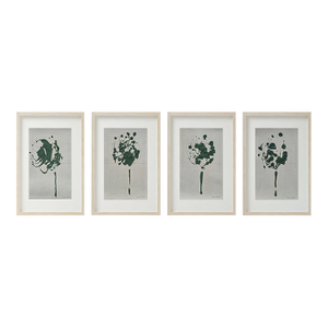Set of 4 - One-of-a-Kind Dark Green Botanical Organic Modern Original Oil Paintings / Herbarium / Floral