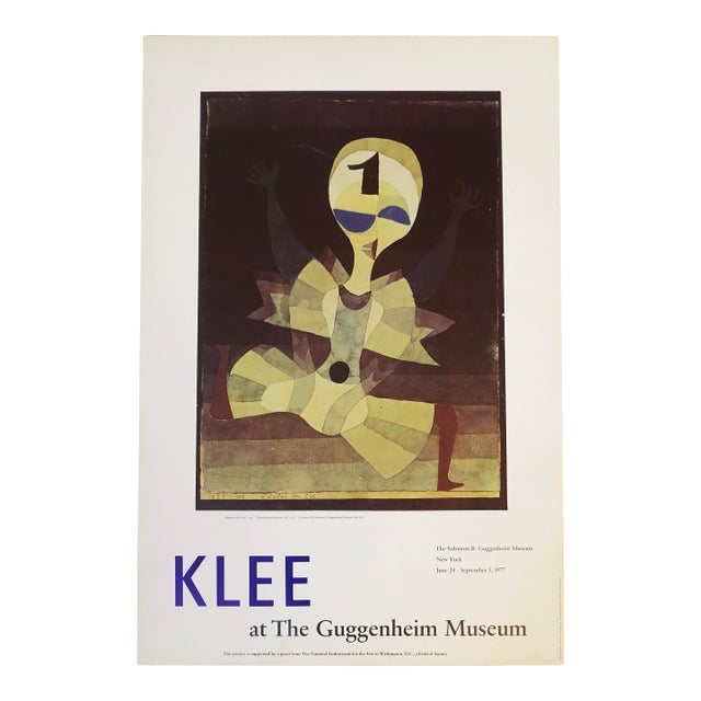 Vintage Paul Klee "Runner at the Goal - 1921" Lithograph Poster Guggenheim Museum 1977 For Sale