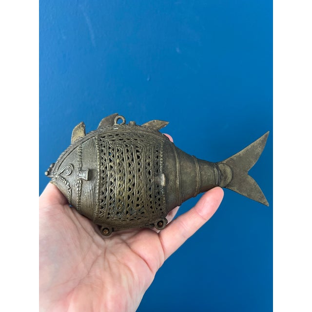 Antique Fish Dhokra Tobacco Box For Sale - Image 13 of 13
