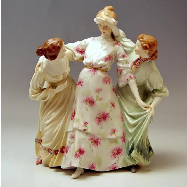 Model W 115 3 Girls Playing Hide and Seek by Theodore Eichler for Meissen, 1890s For Sale - Image 9 of 10