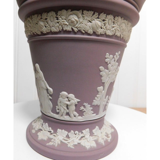 Wedgwood Wedgwood Lilac Jasperware Vase With Flower Frog Insert For Sale - Image 4 of 12