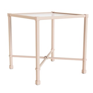 Brown Jordan Venetian 18" Square Occasional Table in Blush For Sale