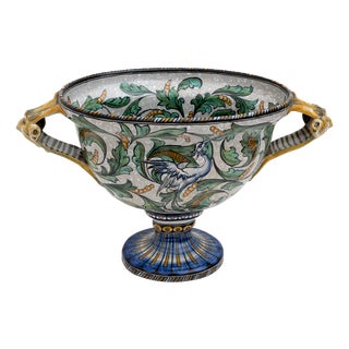 Manufactory Maiolica Artistica Pesarese Map Two-Handled Vase, Italy, 1920s For Sale