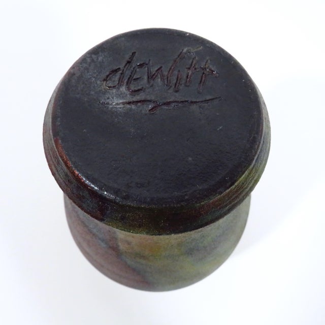 Ceramic Raku Glazed Lidded Jar For Sale - Image 9 of 9