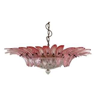 Murano Style Chandelier Ceiling Light Original Palmette, Pink Glasses For Sale