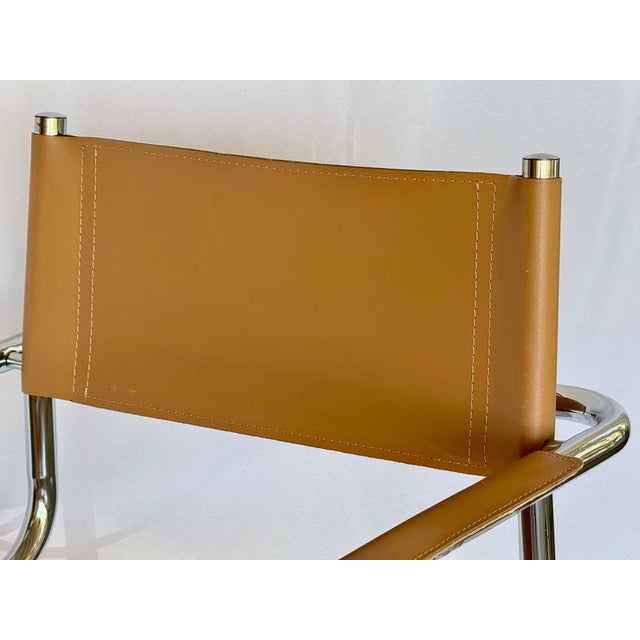 Mid Century Mart Stam Style Leather and Chrome Armchairs - A Pair For Sale - Image 9 of 17