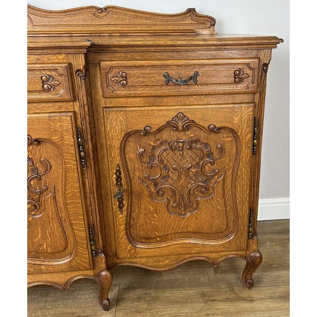 Vintage French Louis Style Oak 4-Door Sideboard For Sale - Image 11 of 18